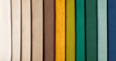 Farklı kadife kumaş örnekleri.