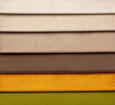 Farklı kadife kumaş örnekleri.