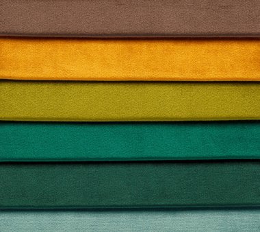 Farklı kadife kumaş örnekleri.