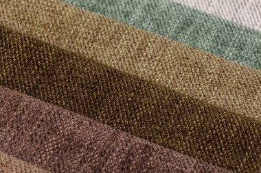 Different samples of textured fabric close-up