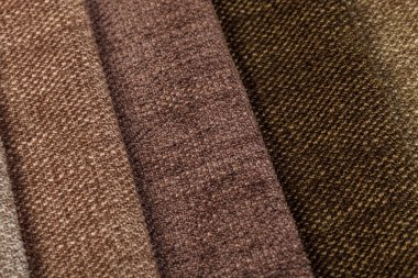 Different samples of textured fabric close-up