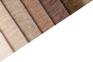 Different samples of textured fabric close-up