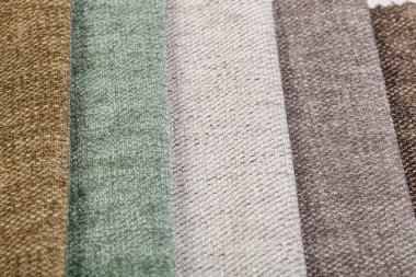 Different samples of textured fabric close-up