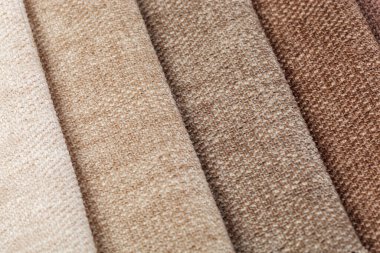 Different samples of textured fabric close-up