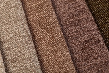Different samples of textured fabric close-up