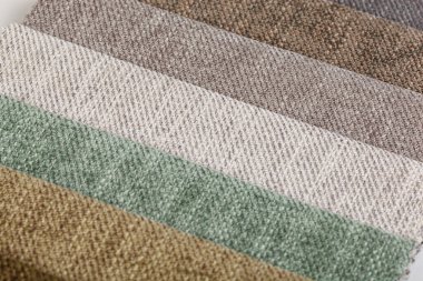 Different samples of textured fabric close-up
