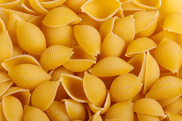 Pasta products in the form of a shell, texture, close-up