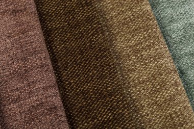 Different samples of textured fabric close-up