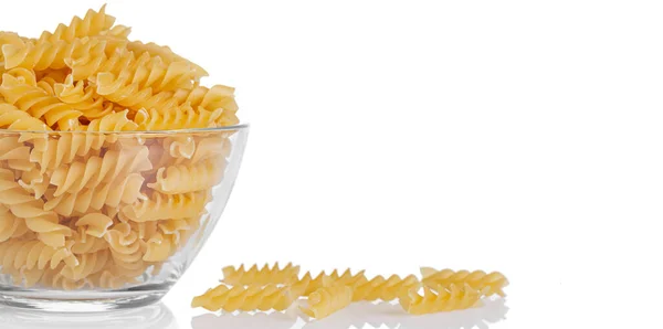 Pasta Products Form Spiral Plate Texture White Background Close — Stock Fotó