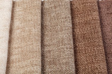 Different samples of textured fabric close-up
