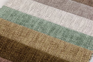 Different samples of textured fabric close-up