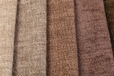Different samples of textured fabric close-up