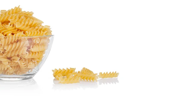 Pasta Products Form Spiral Plate Texture White Background Close — Stock Fotó