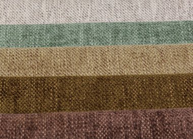 Different samples of textured fabric close-up