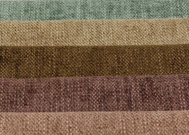 Different samples of textured fabric close-up