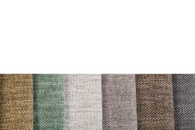 Different samples of textured fabric close-up