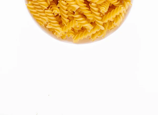 Pasta Products Form Spiral Plate Texture White Background Close — ストック写真