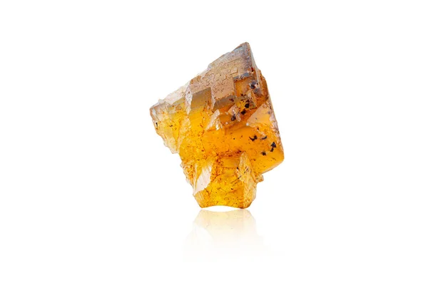 Batuan Mineral Makro Warna Kuning Dan Biru Fluorit Pada Latar — Stok Foto
