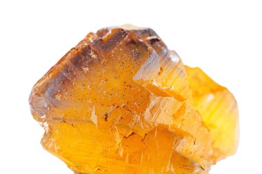 Makro mineral taşı flüorit sarı ve mavi renk beyaz arka plan yakın plan