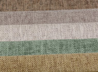 Different samples of textured fabric close-up
