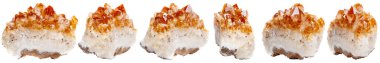 Beyaz şeffaf arkaplandaki Macro mineral taşı sitrine