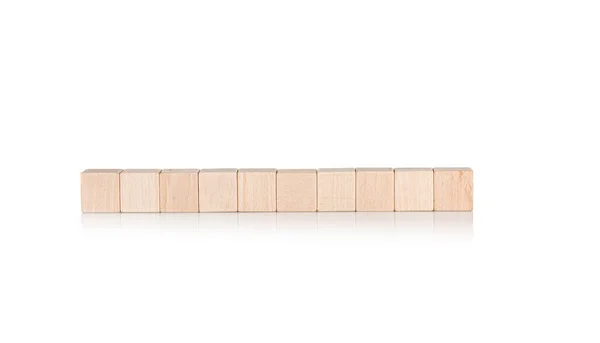Holzwürfel Zehn Stück Auf Isoliertem Weißem Hintergrund Nahaufnahme — Stockfoto