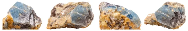 Set Aus Makromineralstein Korund Gestein Mit Weißem Hintergrund Nahaufnahme — Stockfoto