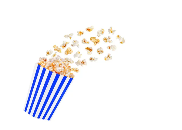 Box Blue Popcorn Flight White Transparent Background Close — Stock Photo, Image