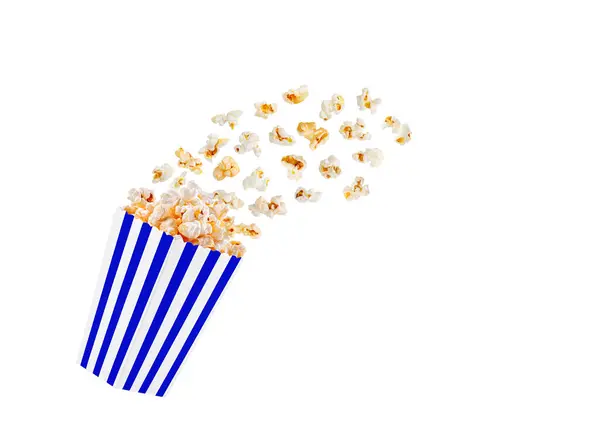 Box Blue Popcorn Flight White Transparent Background Close — Stock Photo, Image
