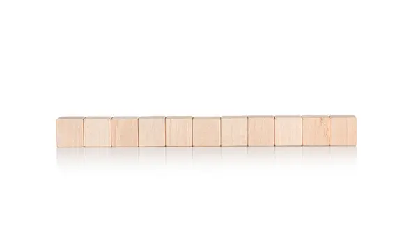Holzwürfel Elf Stück Auf Isoliertem Weißem Hintergrund Nahaufnahme — Stockfoto