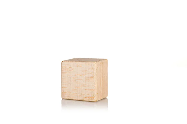 Holzwürfel Stück Auf Isoliertem Weißem Hintergrund Nahaufnahme — Stockfoto