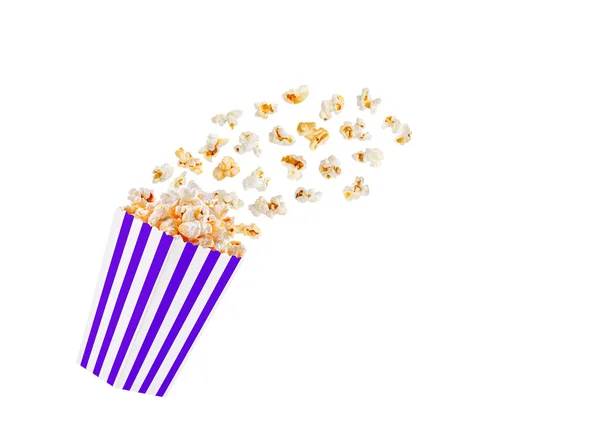 Box Purple Popcorn Flight White Transparent Background Close — Stock Photo, Image