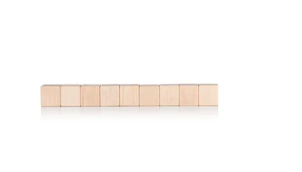 Holzwürfel Neun Teilig Auf Isoliertem Weißem Hintergrund Nahaufnahme — Stockfoto