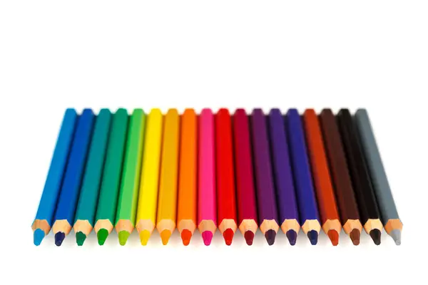 Set Multi Colored Pencils White Background Close — Stock Photo, Image