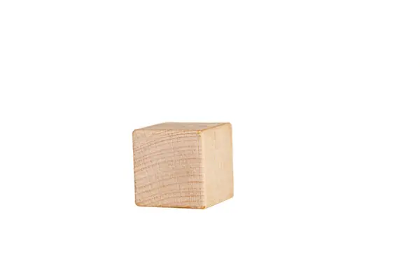 Деревянный Куб Один Штук Изолированном Белом Фоне Вблизи — стоковое фото