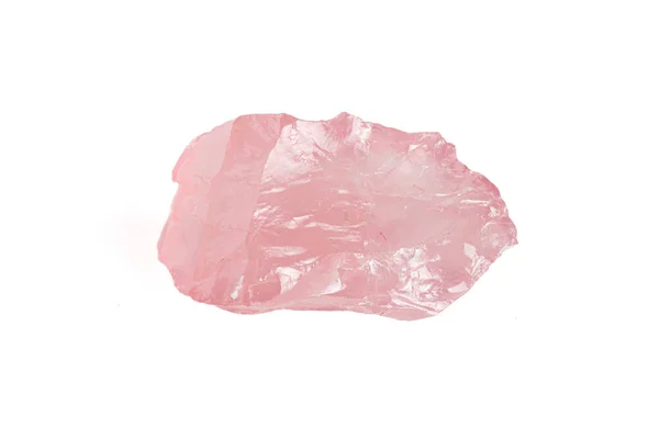 Макрос Минерального Камня Розового Кварца Белом Фоне Стоковое Изображение