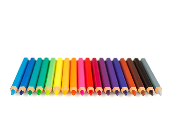 Set Multi Colored Pencils White Background Close — Stock Photo, Image