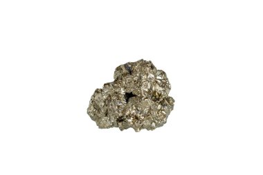 Pyrite mineral taş makrosu beyaz arkaplanda yakın plan
