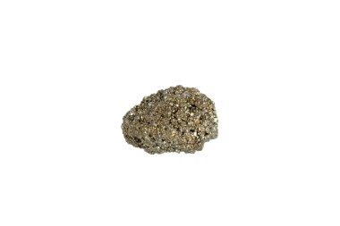 Pyrite mineral taş makrosu beyaz arkaplanda yakın plan