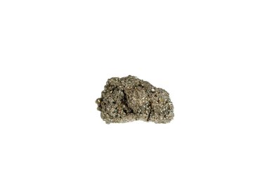 Pyrite mineral taş makrosu beyaz arkaplanda yakın plan