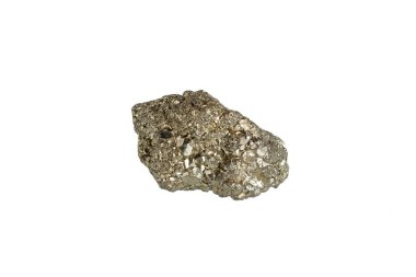 Pyrite mineral taş makrosu beyaz arkaplanda yakın plan