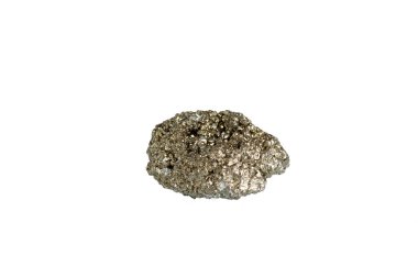 Pyrite mineral taş makrosu beyaz arkaplanda yakın plan