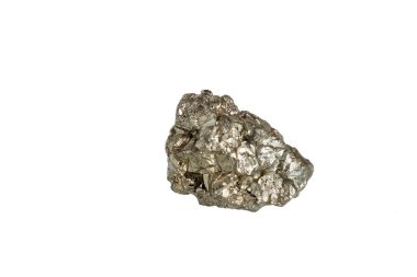 Pyrite mineral taş makrosu beyaz arkaplanda yakın plan