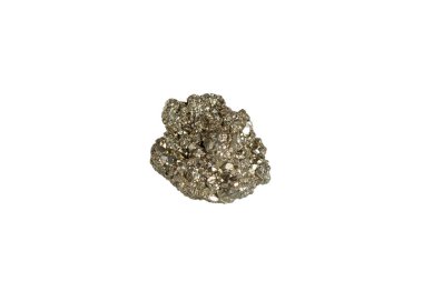 Pyrite mineral taş makrosu beyaz arkaplanda yakın plan