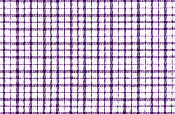 Terzilik için fabrika kumaşının mor beyaz dokusu, pamuklu kareli kumaş yakın çekim