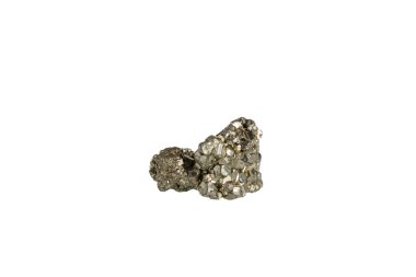 Pyrite mineral taş makrosu beyaz arkaplanda yakın plan