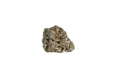 Pyrite mineral taş makrosu beyaz arkaplanda yakın plan