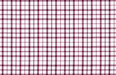 Terzilik için fabrika kumaşının kırmızı beyaz dokusu, pamuklu kareli kumaş yakın çekim