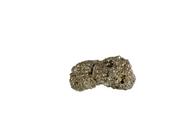 Pyrite mineral taş makrosu beyaz arkaplanda yakın plan