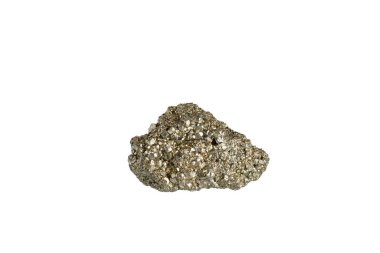 Pyrite mineral taş makrosu beyaz arkaplanda yakın plan